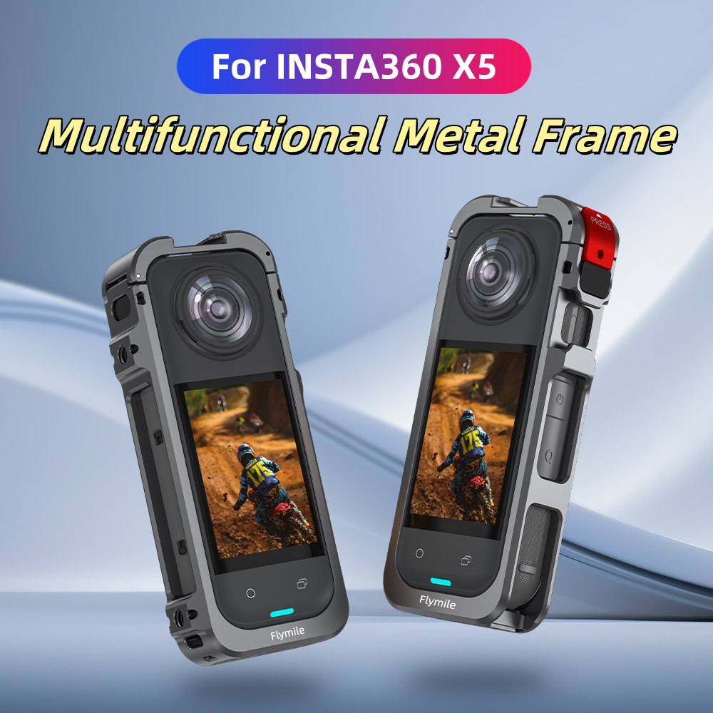 โครงอลูมิเนียมป้องกันการกระแทกพร้อมฝาครอบเลนส์สำหรับ Insta360 X5 เคสขยายสำหรับอุปกรณ์เสริม Insta360 X5