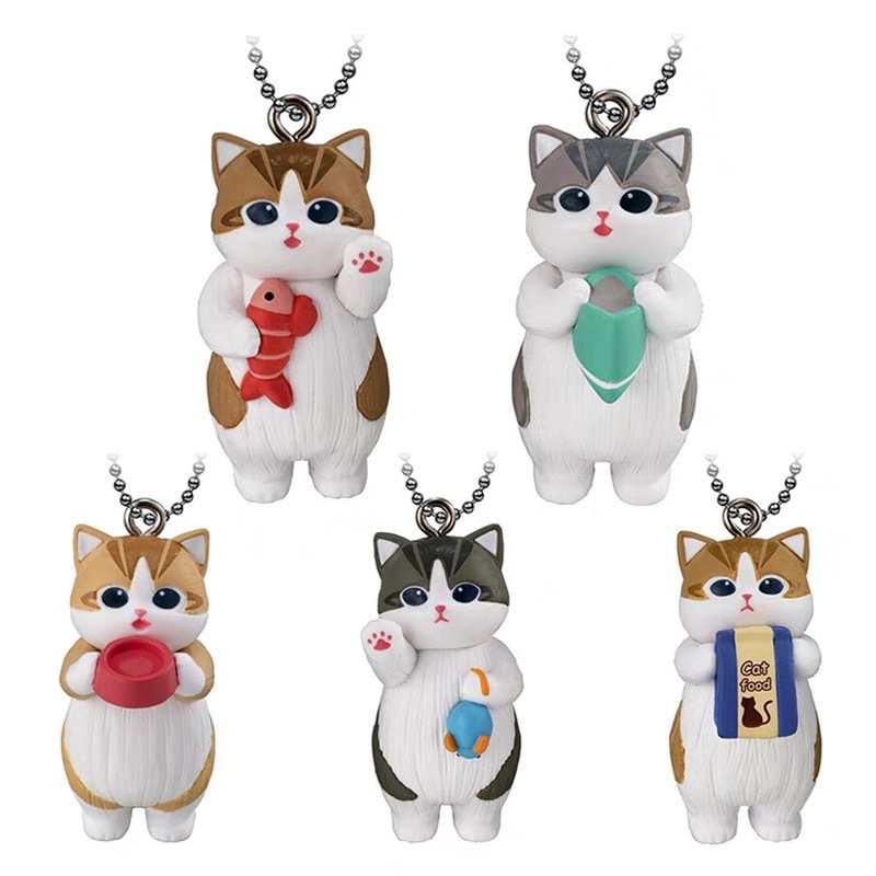 5 ชิ้น/เซ็ต 5 ซม.การ์ตูนอะนิเมะญี่ปุ่น Mofusand Shark Cat Bead Chain แมวน่ารักกระเป๋านักเรียนจี้ Q รุ่น PVC ตัวเลขการกระทําตุ๊กตาของเล่น