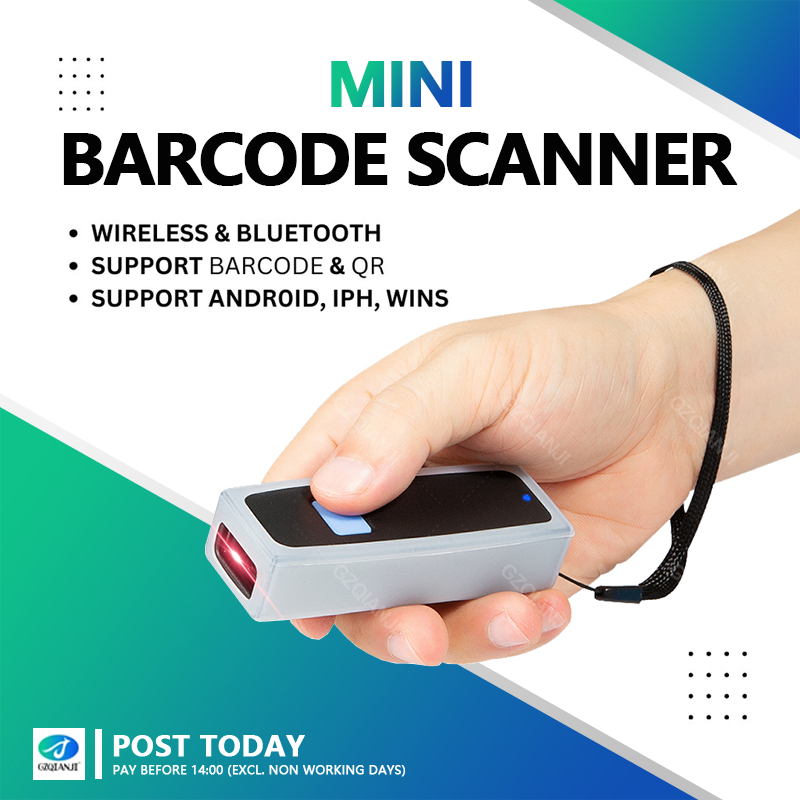 เครื่องอ่านบาร์โค้ด Bluetooh 1D 2D เครื่องสแกนบาร์โค้ดพกพา สแกนคิวอาร์โค้ด Barcode QRcode Scanner