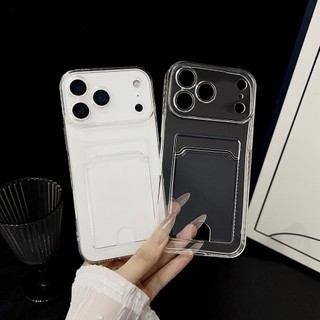 Full Clear Card Slot Softเคสโทรศัพท์สําหรับiPhone 17 16 15 14 13 12 Pro Max Mini Air XR X XS 11 Pro Max 16e 17e 6S 7 8 Plus Cover