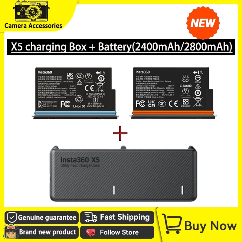 Original New insta360 X5 Charging Box + Battery (2400mAh/2800mAh) 100% Authentic for insta360 X5 Camera Accessories