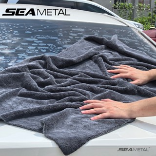 SEAMETAL 500GSM ผ้าไมโครไฟเบอร์แบบไร้ขอบหนา ผ้าเช็ดรถอเนกประ…