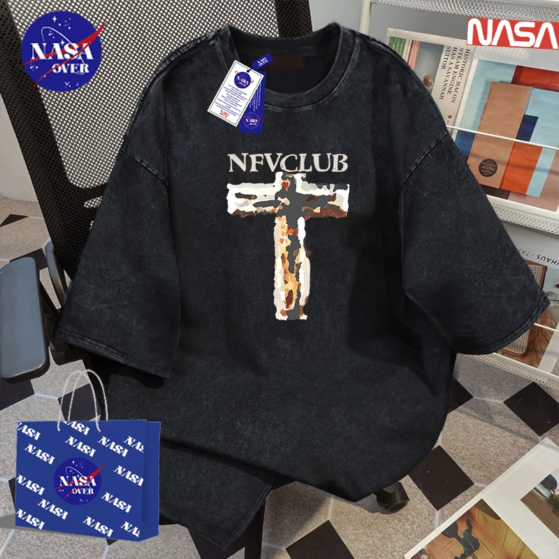 【พร้อมส่ง】🔥NASA ผ้าฝ้ายแท้100% แขนสั้น เสื้อ คอกลม เสื้อยืด ใส่ได้ทั้งชายหญิง ทรงโอเวอร์ไซส์🪵ลายท่อน