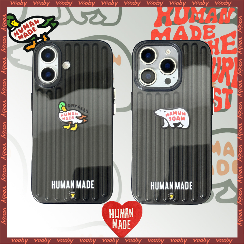 Soft Shell HUMAM MADE เป็ดหมีขั้วโลกป้ายพื้นผิวสดใสกระเป๋าเดินทางเคสโทรศัพท์เหมาะสําหรับ IPhone17 AIR 16 16P 16PM 15 15P 15PM 14ProMax 14 14P 13 13P 13PM 12 12P 12PM 11 11ProMax