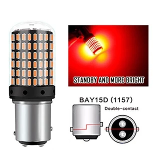 ✨แพ็ค 2 หลอด✨ใหม่✨ ไฟเบรค LED 144ชิป ขั้วเขี้ยว2จุด ขั้วบิด2จุด (แสงแดง) (หรี่+เบรคไม่กระพริบ)