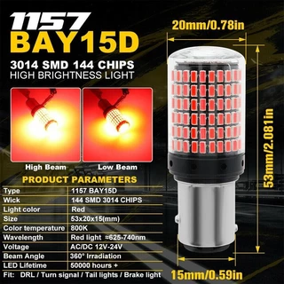 ✨แพ็ค 2 หลอด✨ใหม่✨ ไฟเบรค LED 144ชิป ขั้วเขี้ยว2จุด ขั้วบิด2จุด (แสงแดง) (หรี่+เบรคไม่กระพริบ)