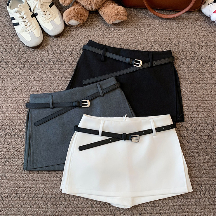 กระโปรงเอวสูงสำหรับ 여름 สีทึบและอเนกประสงค์ รหัส 250528