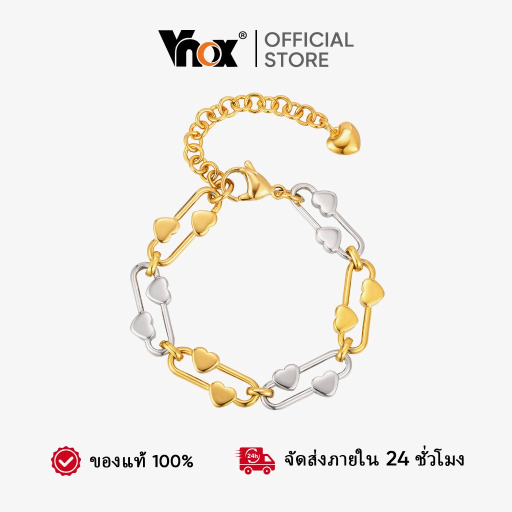 สร้อยข้อมือสแตนเลสไม่ซีดจางสำหรับผู้หญิงพร้อม charm เป็นของขวัญและเครื่องประดับที่สวยงาม
