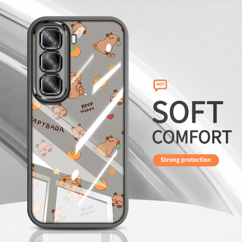 YBD สําหรับ Infinix Hot 70 60i Hot 60 Pro + Hot 50 Pro + ITEL Power 70 X6895 X6726 X6728 X6728 X6728B เคสโทรศัพท์ของขวัญหมีน้อย Kapibala Otter