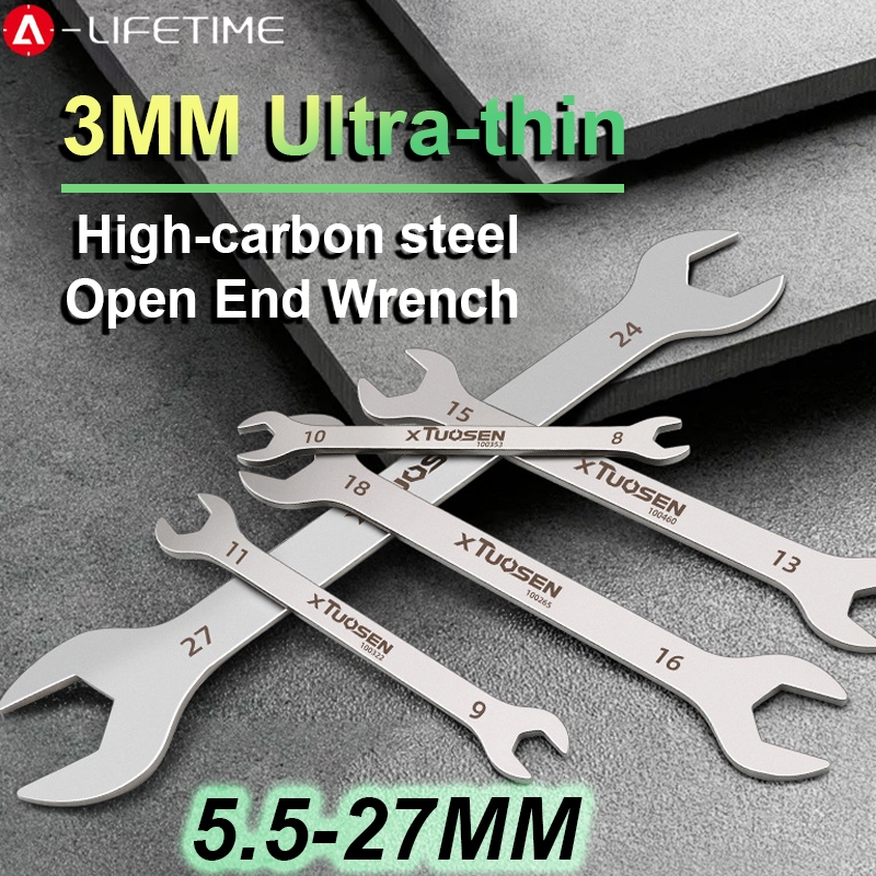Super-Thin Double Open End ประแจ 5.5-27 มม.Slim Spanner น้ําหนักเบา Dual-purpose ประแจสําหรับจักรยานรถจักรยานยนต์เครื่องมือซ่อมรถยนต์ – โปรปัง