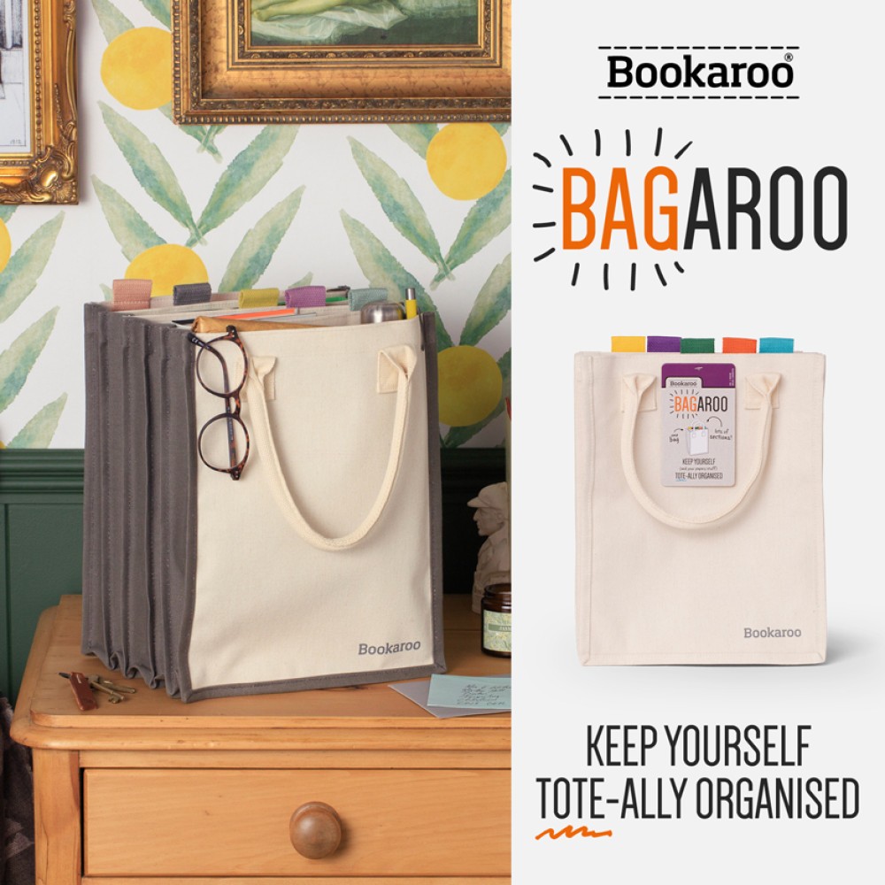 Bookaroo ออร์แกนสไตล์ Tote Bag ห้าช่องพาร์ทิชัน A4 ขนาดสามารถถือข้อมูลเรื่องคอมพิวเตอร์ iPad ครูกระเป๋านักเรียนวิทยาลัยกระเป๋านักเรียนเครื่องเขียน UK