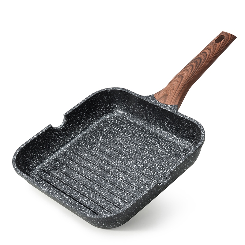 KORDISEN กระทะหินทรงสี่เหลี่ยมขนาดเล็ก กระทะเคลือบหินอ่อน กระทะไข่ม้วน ให้ความร้อนสม่ำเสมอ PFOA ฟรีสามารถใช้กับเตาแม่เหล็กไฟฟ้า