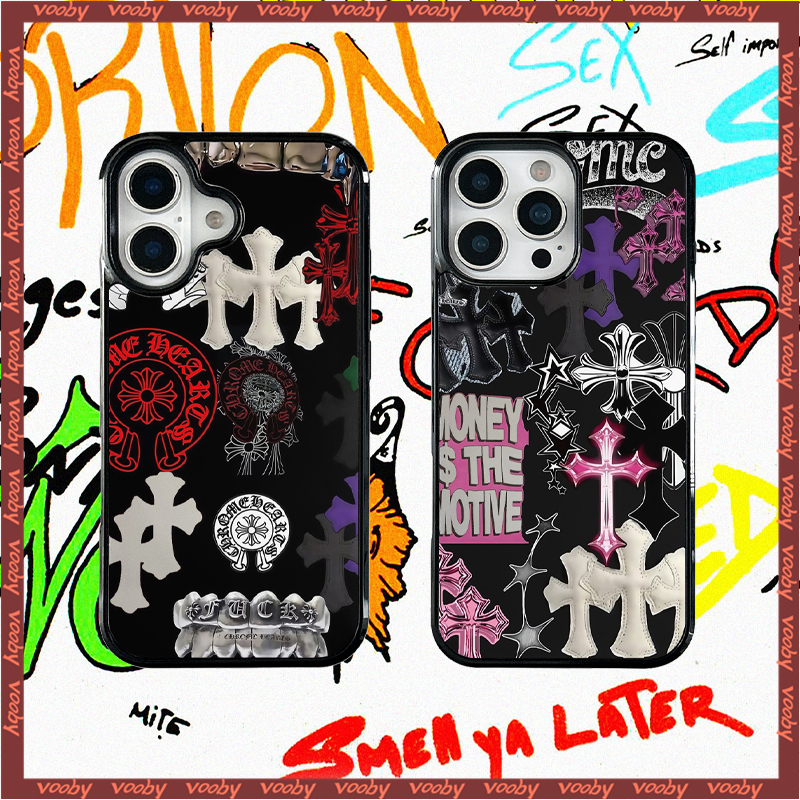 กราฟฟิตีสไตล์คลาสสิกป้ายสีสันกระจกเคสโทรศัพท์เหมาะสําหรับIPhone17 AIR 17P 16PM 16P 16Plus 15 15Pro 15PM 14 14P 13 13P 13PM 12 12PM 11P 11P 11P 11PM 7 8 7P XR