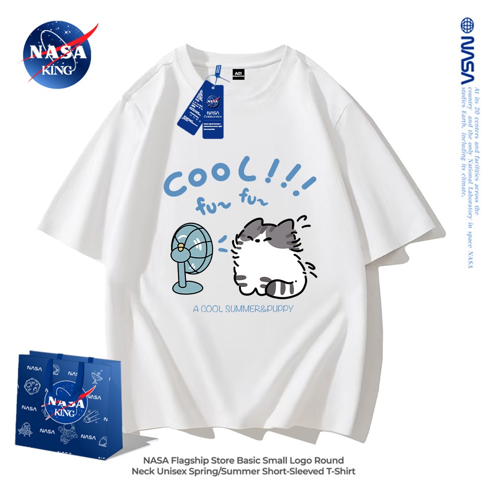 เสื้อยืด NASA รุ่นใหม่ 2025 แขนสั้น ผ้าฝ้าย 100% สไตล์เกาหลี ใส่ได้ทั้งผู้ชาย ผู้หญิง เหมาะกับวัยรุ่น