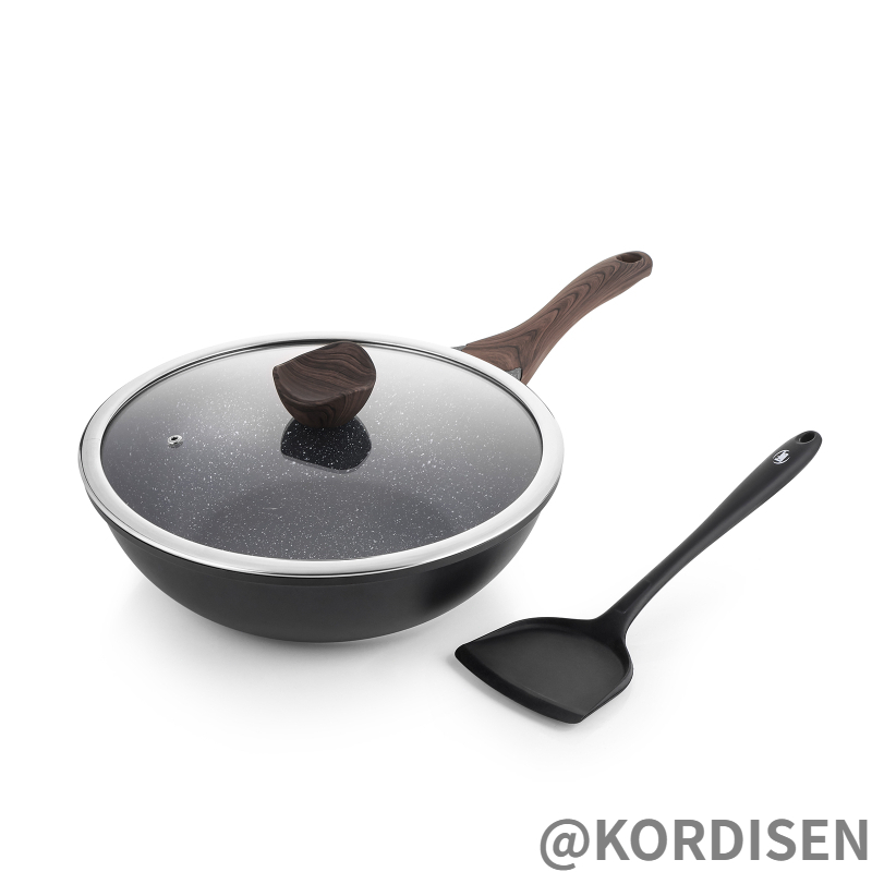 KORDISEN กระทะไม่ติดกระทะทอดลึก ขนาด30cm กระทะเคลือบหินอ่อน เกรดพรีเมี่ยม การนำความร้อนอย่างรวดเร็ว เครื่องครัวหนา ทำความสะอาดง่าย เหมาะสำหรับเตาทั้งหมด พร้อมตะหลิว