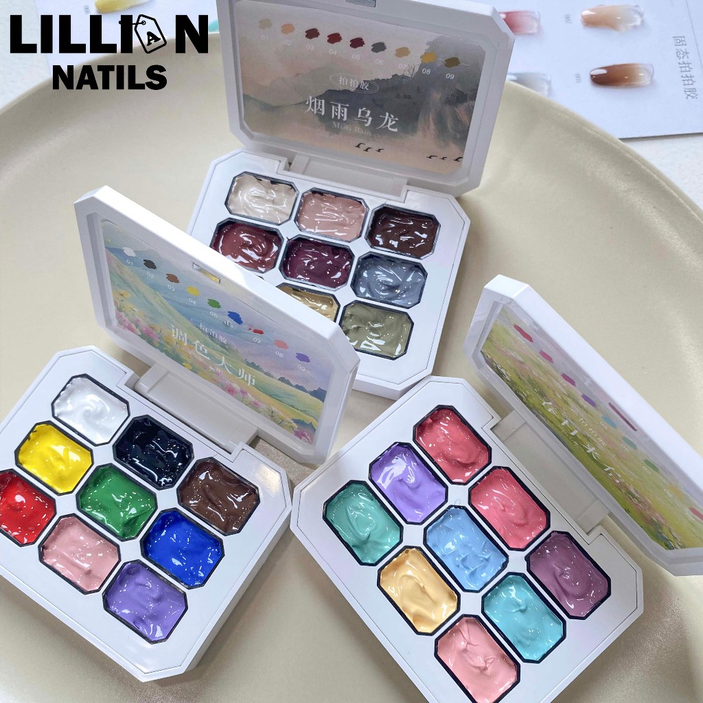 พร้อมส่งในไทย QINGYOU กาวทาสี ยาทาเล็บสีทึบ Solid Pat Gel 9-square series แถมพาเลตอะคริลิคใส เล็บเจล 1 ชิ้น ใหม่ หลากสี  ยาทาเล็บ