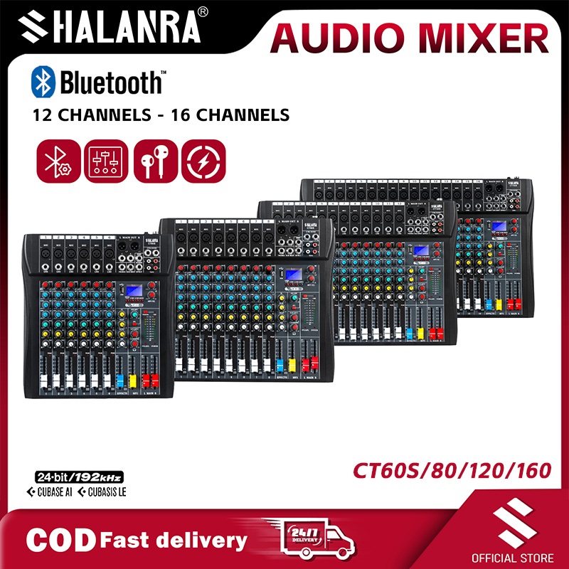 SHALANRA CT60S/80S/120S/160S Professional DJ Audio Mixer Bluetooth5.3/USB/MP3 สําหรับ Sound studio ผ
