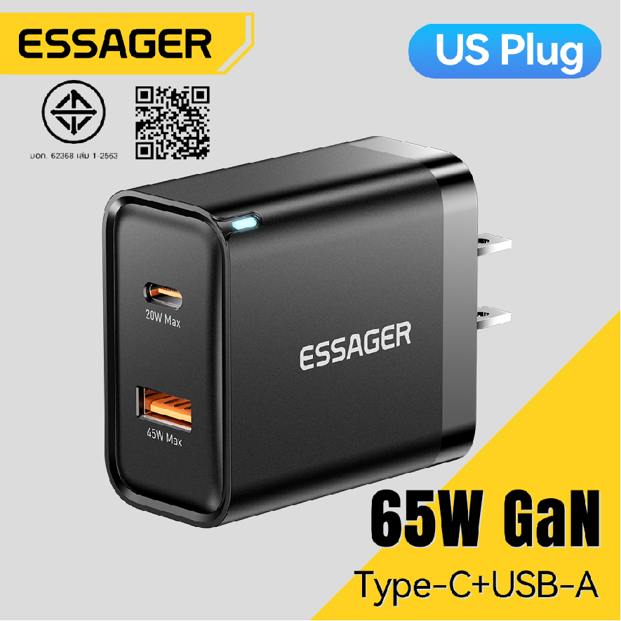 Essager 65W GAN Type C +เครื่องชาร์จ Usb อัจฉริยะอุณหภูมิต่ําอะแดปเตอร์ชาร์จเร็วสําหรับ OPPO VIVO