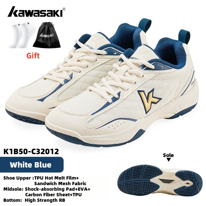 KAWASAKI คาวาซากิใหม่รองเท้าแบดมินตันก A3308&C32012%C32014 การฝึกอบรมมืออาชีพหญิงและชายป้องกันการลื่นทนทานดูดซับแรงกระแทกรองเท้ากีฬาย้อนยุค