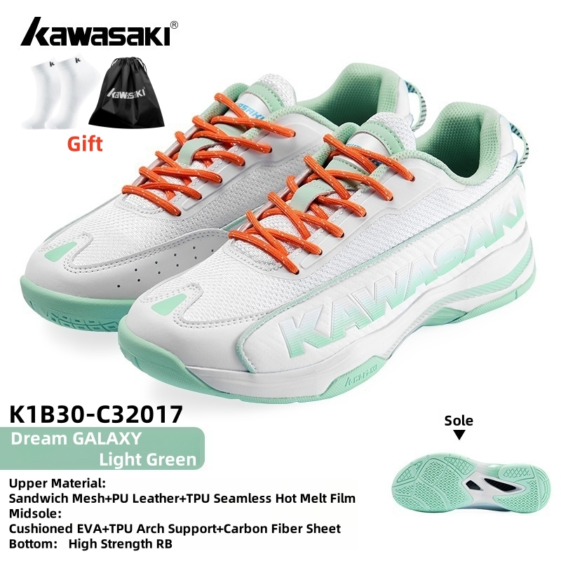 Kawasaki 2025 ใหม่ Pickleball Shoesรองเท้าแบดมินตัน K1B30-C32017 Dream GALAXY ผู้หญิงและผู้ชาย Professional Training Anti slip ทนทาน Shock Absorbing Retro รองเท้ากีฬา