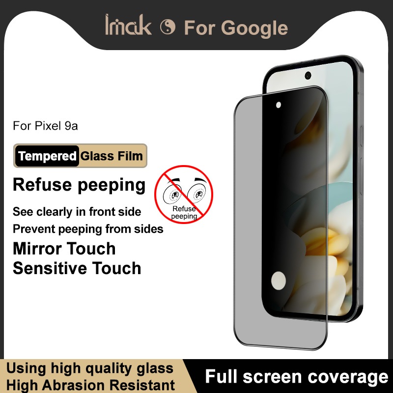 IMAK ฟิล์มกระจกความเป็นส่วนตัว Google Pixel 9A Anti Peeping กระจกนิรภัยป้องกันหน้าจอฟิล์มด้านหน้า