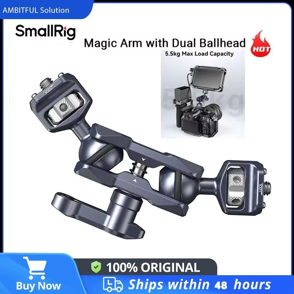 SmallRig Magic Arm แขนข้อต่อแบบยืดหยุ่นพร้อมสกรู 1/4, ตัวยึดจอภาพภาคสนามพร้อมหัวบอลคู่, แขนวิเศษแบบปรับได้