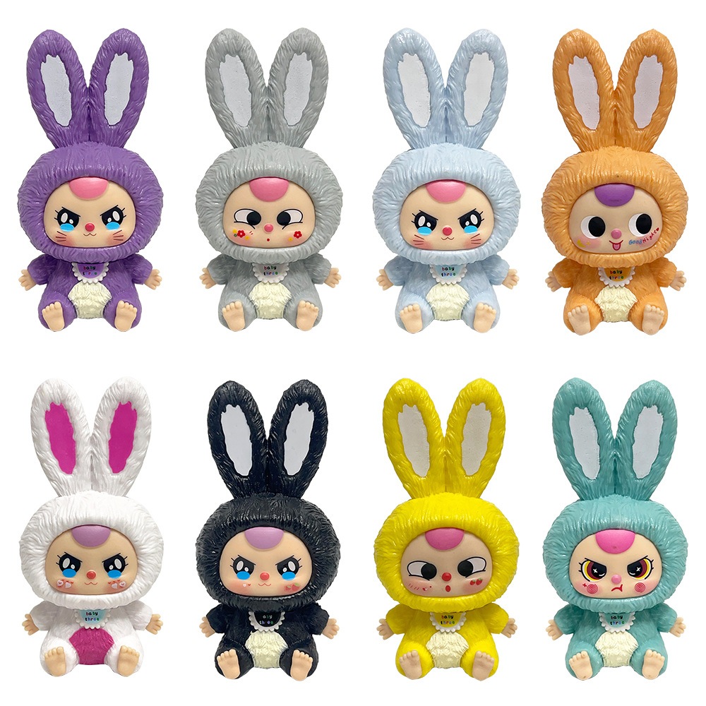 8 ชิ้น/เซ็ต 10 ซม.การ์ตูนเด็กสามกระต่าย Townlet Series สัตว์น่ารัก Monster เด็กรุ่น Q PVC Action Figures ตุ๊กตาของเล่นของขวัญ