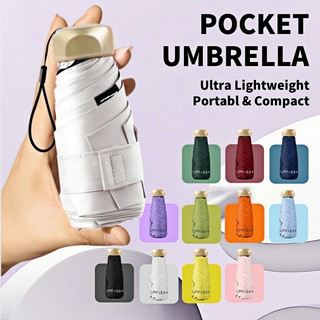 Pocket Umbrella 100% UV Protection Compact Portable Rain Folding Mini Umbrella Sports & Outdoors Payong Ultralight 5-Fold Portable Folding Mini UV Protection Small Umbrel rain