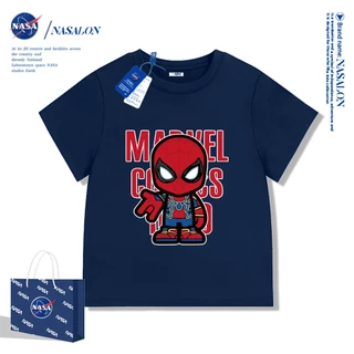 NASA เสื้อยืดเด็ก ลายการ์ตูนสไปเดอร์แมน เสื้อยืดเด็กผู้ชาย cotton 100% นุ่มสบาย สไตล์เกาหลี คุณภาพดี
