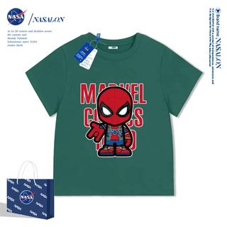 NASA เสื้อยืดเด็ก ลายการ์ตูนสไปเดอร์แมน เสื้อยืดเด็กผู้ชาย cotton 100% นุ่มสบาย สไตล์เกาหลี คุณภาพดี
