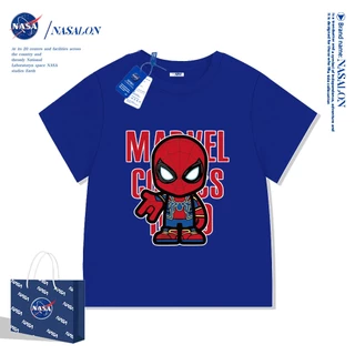 NASA เสื้อยืดเด็ก ลายการ์ตูนสไปเดอร์แมน เสื้อยืดเด็กผู้ชาย cotton 100% นุ่มสบาย สไตล์เกาหลี คุณภาพดี
