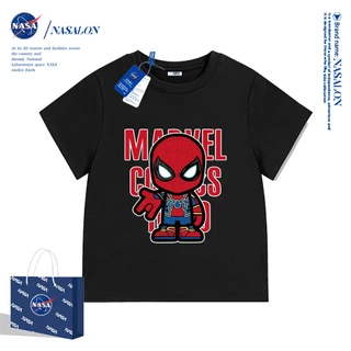 NASA เสื้อยืดเด็ก ลายการ์ตูนสไปเดอร์แมน เสื้อยืดเด็กผู้ชาย cotton 100% นุ่มสบาย สไตล์เกาหลี คุณภาพดี