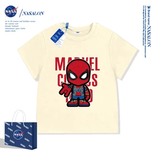 NASA เสื้อยืดเด็ก ลายการ์ตูนสไปเดอร์แมน เสื้อยืดเด็กผู้ชาย cotton 100% นุ่มสบาย สไตล์เกาหลี คุณภาพดี