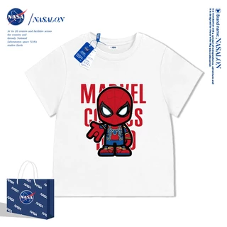NASA เสื้อยืดเด็ก ลายการ์ตูนสไปเดอร์แมน เสื้อยืดเด็กผู้ชาย cotton 100% นุ่มสบาย สไตล์เกาหลี คุณภาพดี