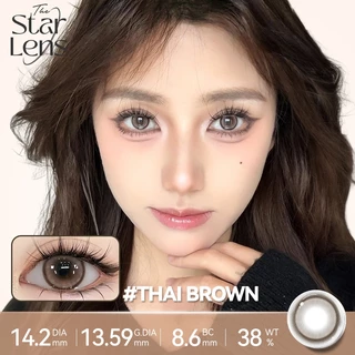 Starlens คอนแทคเลนส์ 1 คู่ DIA14.2-14.5mm lens คอนแทคเลนส์สีน้ําตาล/เทา คัดเกรด 0.0-8.0 สําหรับ 6 เดือน คอนแทคเลนส์ธรรมชาติ