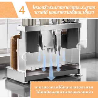ที่เสียบมีด 5In1 ที่วางฝาหม้ ชั้นเก็บตะเกียบ ที่เก็บช้อนส้อม เขียง ชั้นวางมีดสแตนเล ตั้งโต๊ะ
