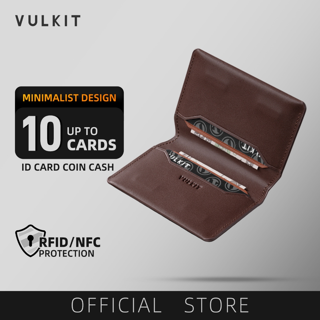 VULKIT-Slim Minimalist Card Holder RFID Blocking Leather Credit Card Holder Magnetic Closed-VW122
