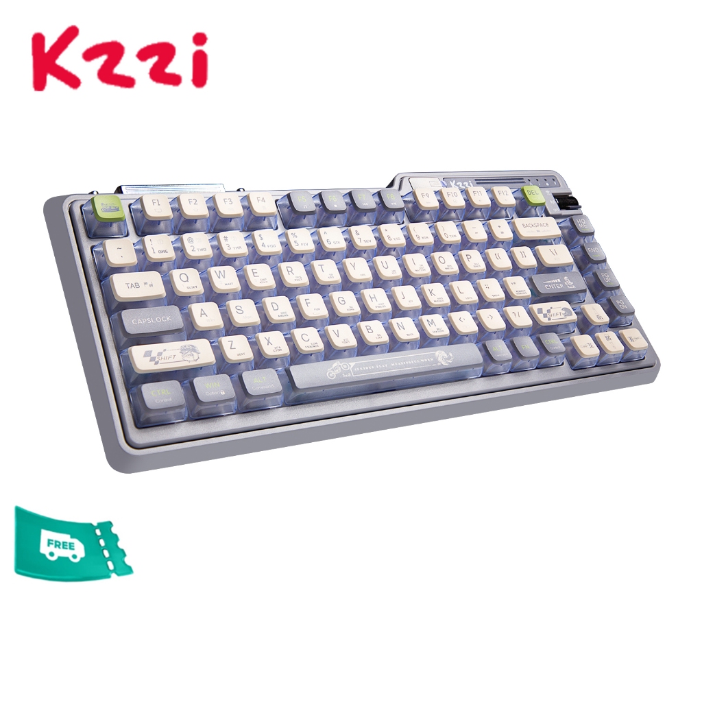 Kzzi Kezhi K75Pro+ ไร้สายสามโหมดคีย์บอร์ดปะเก็นเกม RGB ผงทอง Fast Silver Flame 80% คีย์บอร์ด