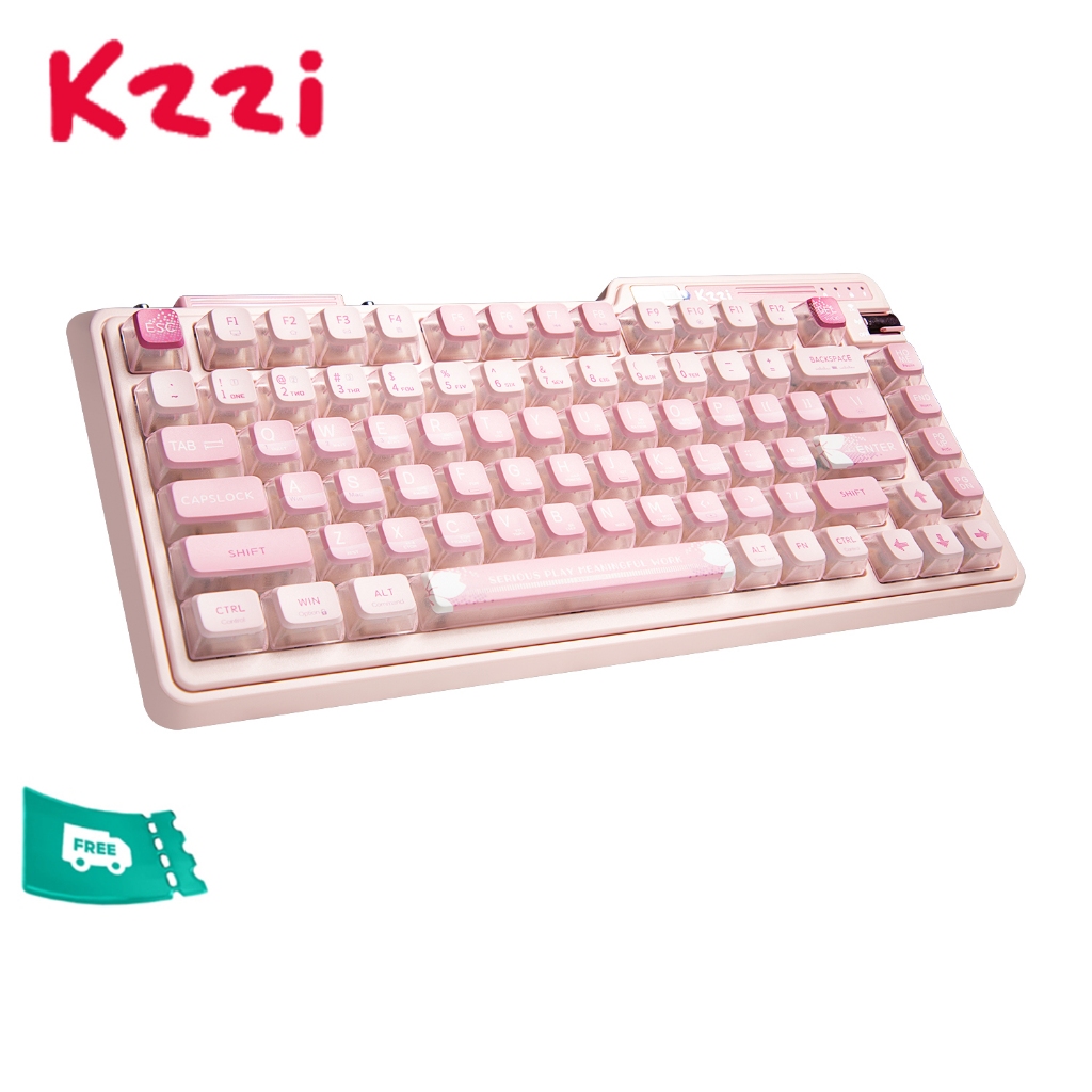 Kzzi Kezhi K75 Pro+ ไร้สายสามโหมดคีย์บอร์ดปะเก็นเกม RGB ผงทอง Fast Silver Flame 80% คีย์บอร์ด