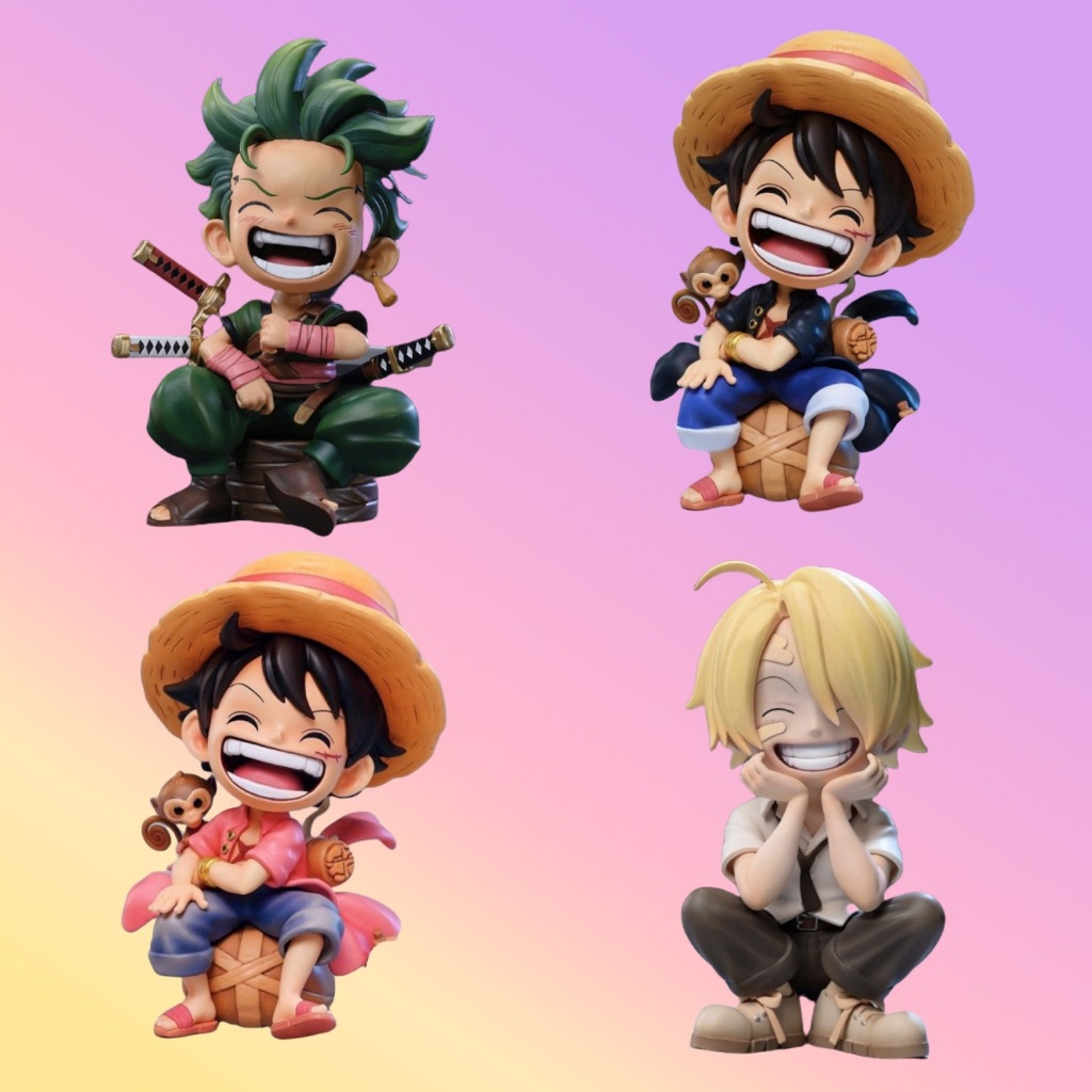 One Piece Luffy Zoro Sanji Roronoa Zoro ยิ้มนั่ง 12 ซม. ชุด 3 ตัวเลขสะสม