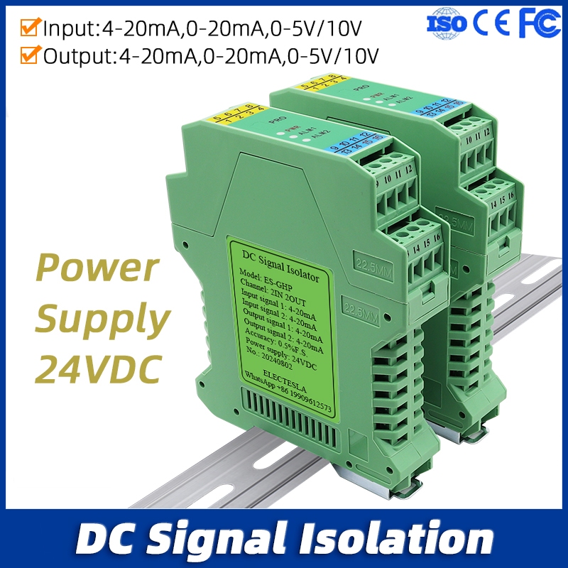 DC สัญญาณ Isolator 4-20mA 75mV 0-5V 10V DC24V Current แรงดันไฟฟ้าเครื่องส่งสัญญาณสัญญาณ Distribution