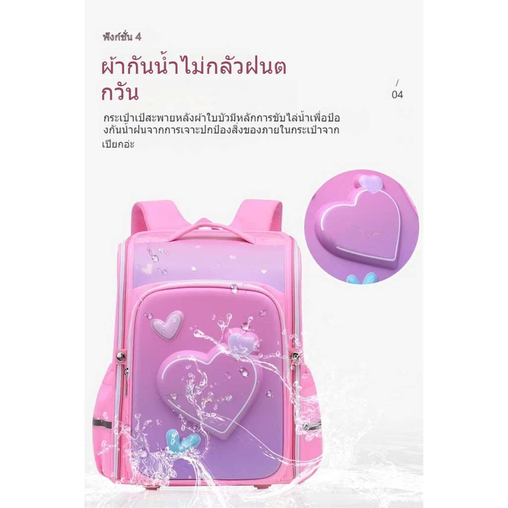 3D กระเป๋าเป้เด็กการ์ตูนสุดน่ารัก กระเป๋าเป้นักเรียนประถมน้ำหนักเบา กันน้ำ` ความจุเยอะ กระเป๋าโรงเรียนสำหรับเด็ก ลดแรงกดทับด้วยหลักวิทยาศาสตร์ ปกป้องกระดูกสันหลังสำหรับเป้นักเรียน （แถมฟรี! กล่องดินสอ） - รูปที่ 2