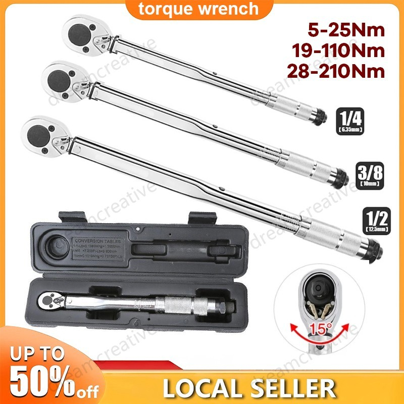 ประแจแรงบิด แบบปรับได้ 1/2 "28-210Nm 1/4 5-25Nm รถจักรยานยนต์ประแจแรงบิดรถยนต์