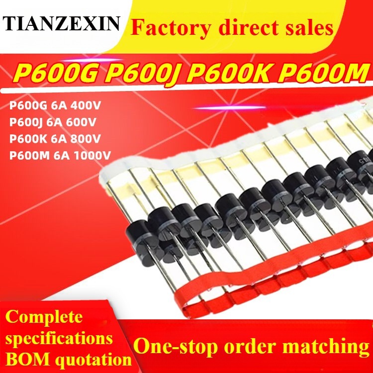 10pcs P600G P600J P600K P600M 6A 400V/600V/800V/1,000V Rectifier ไดโอด