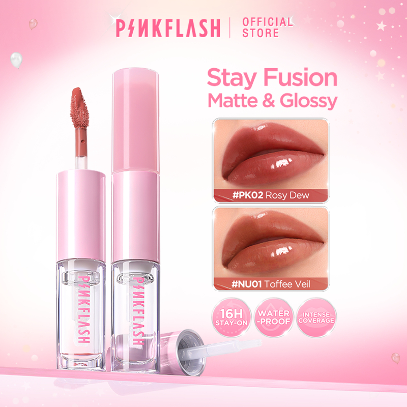【ใหม่】PINKFLASH StayFushion Matte & Gloss Lipstick Lasting 16H Transferproof กันน้ํา Intense Coverage น้ําหนักเบาไม่เหนียวเหนอะหนะ