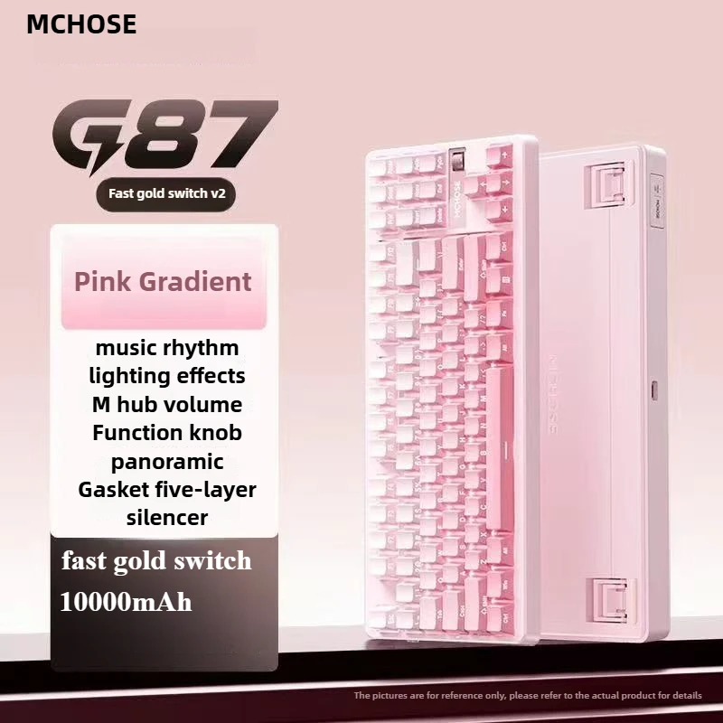 MCHOSE G87 ไร้สาย 3 โหมดคีย์บอร์ดลูกบิด Hot Swap ปะเก็นโครงสร้าง PBT Keycap คีย์บอร์ดเกม 10000mAh PC
