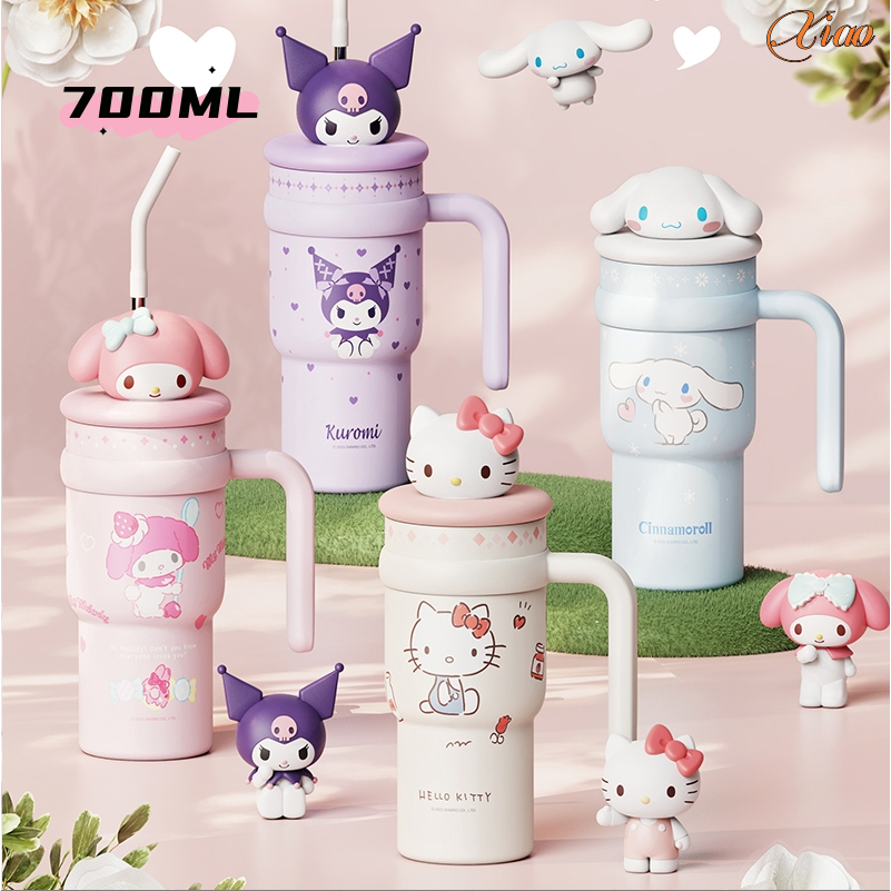 บริการจัดส่งในพื้นที่)X.Sanrio Thermos Cup 700ml ความจุขนาดใหญ่ Hello Kitty Straw Water Cup 316 Ice Master Cup
