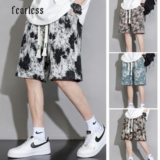 FEARLESS Retro Drawstring Elastic Waist Shorts for Men Casual Sports Printed Short