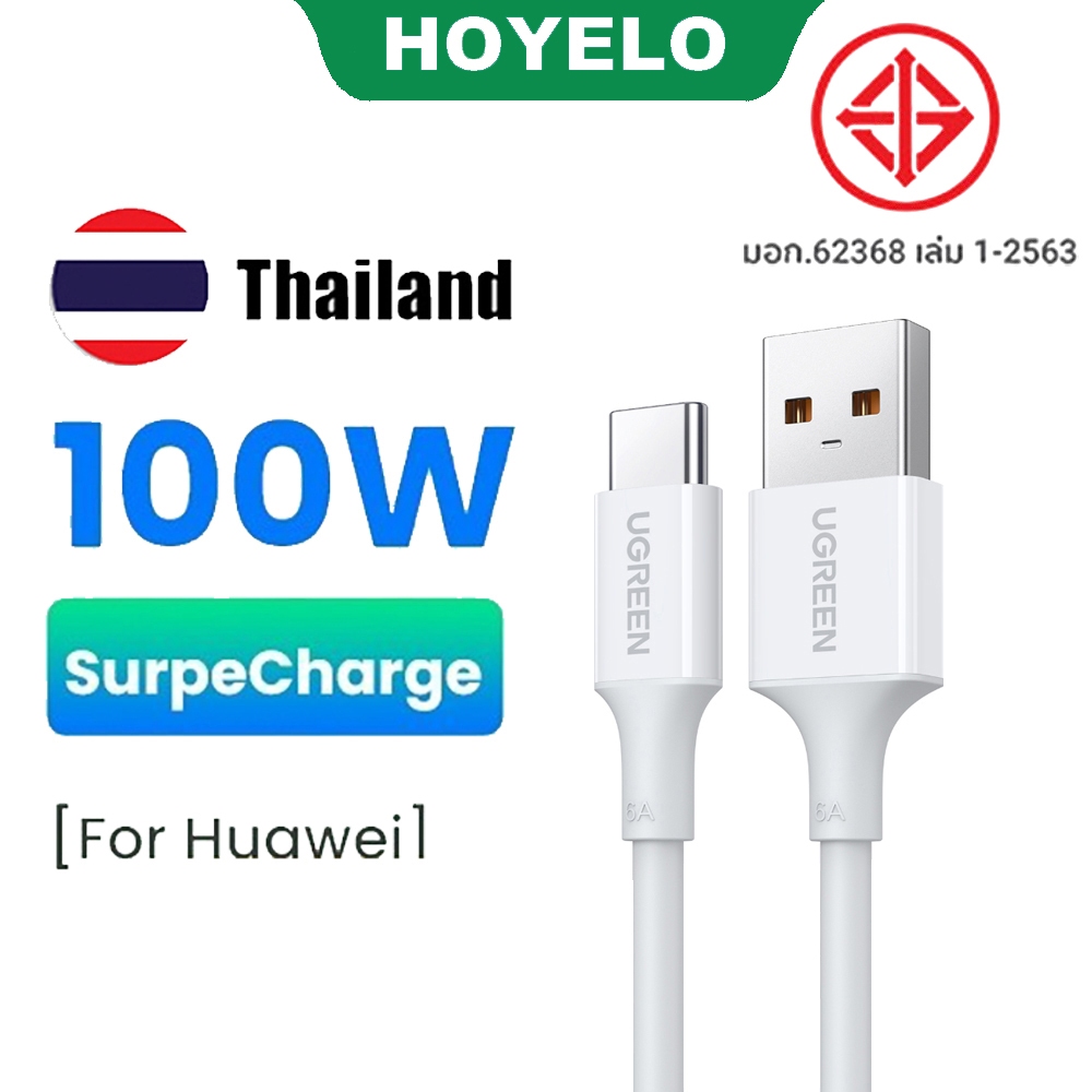 Ugreen 100W 6A สายชาร์จ USB C 66W ชาร์จเร็ว