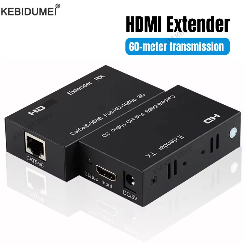 60M HDMI Extender 1080P HDMI to RJ45 เครือข่ายที่รองรับ HDMI Extender โดย CAT5e CAT6 LAN Extensor สํ